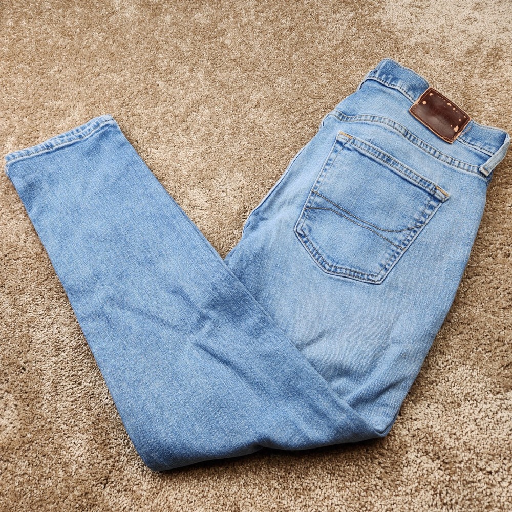 Hollister Epic Flex Skinny Jeans Mens 34x30 Light Wash Blue Distressed Ripped